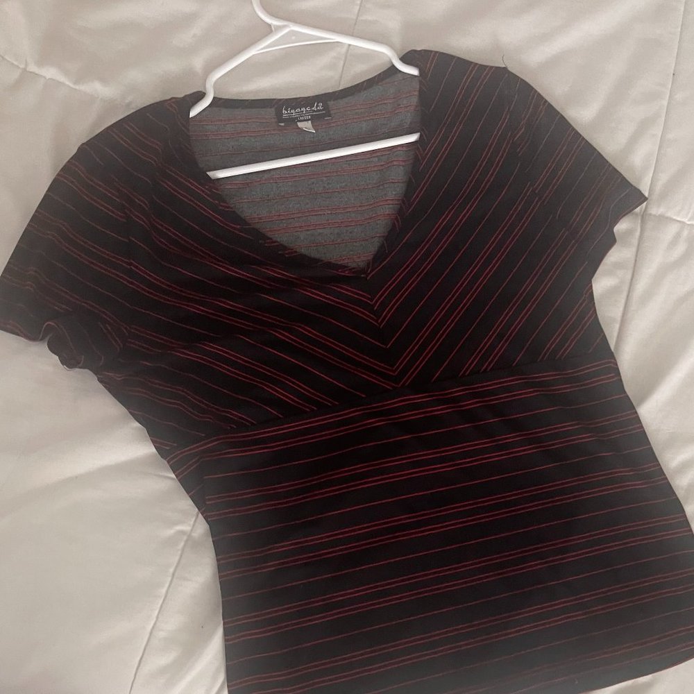 black top with red stripes
